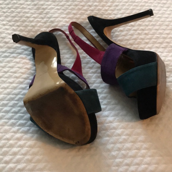 Platform suede slingback heels - Picture 5 of 6
